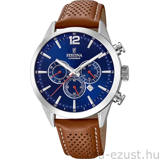 FESTINA - F20542/3 férfi óra kék számlappal barna bőrszíjjal