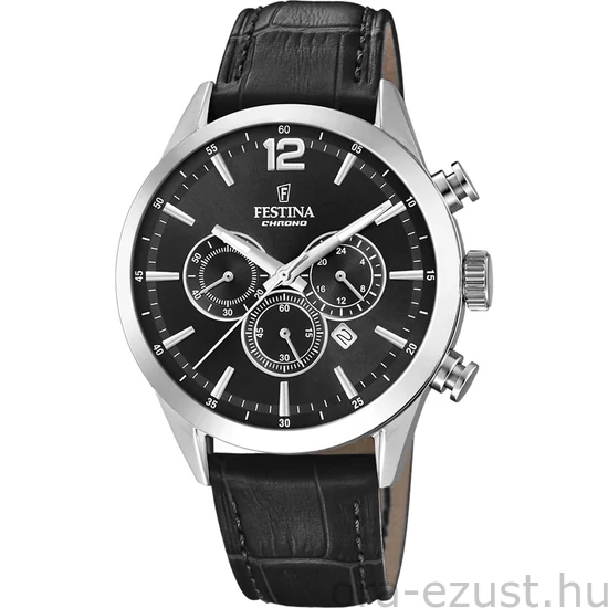 FESTINA - F20542/5 férfi óra fekete számlappal fekete bőrszíjjal