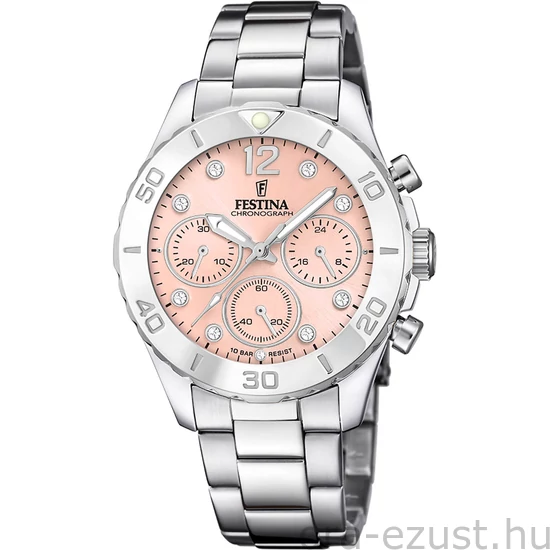 FESTINA - F20603/7 női óra rózsaszín számlappal, cirkónia kövekkel acél csattal