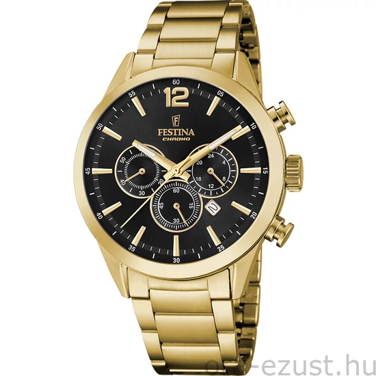 FESTINA - F20633/3 férfi óra fekete / arany számlappal acél csattal (PVD)