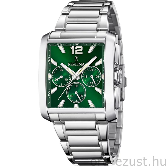 FESTINA - F20635/3 férfi óra zöld számlappal acél csattal