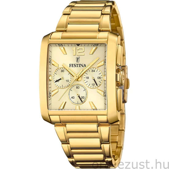 FESTINA - F20638/2 férfi óra arany számlappal acél csattal (PVD)