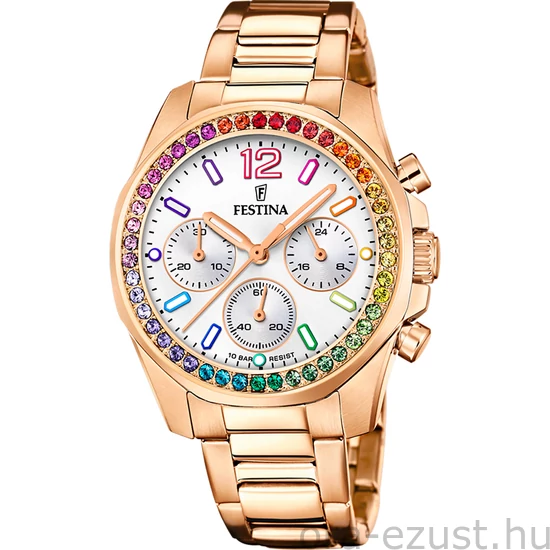 FESTINA - F20639/2 női óra ezüst (rainbow) számlappal, cirkónia kövekkel acél csattal (PVD)
