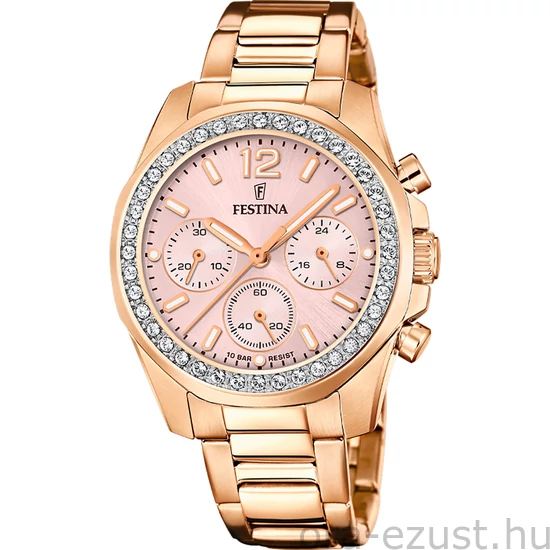 FESTINA - F20639/6 női óra rózsaszín számlappal, cirkónia kövekkel acél csattal (PVD)
