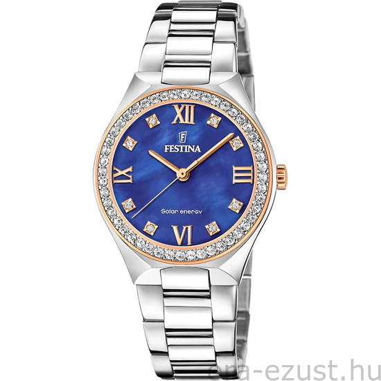 FESTINA - F20658/2 női óra kék gyöngyház számlappal, cirkónia kövekkel acél csattal