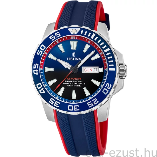 FESTINA - F20662/1 férfi óra kék / fekete számlappal kék / piros szilikon (gumi) szíjjal