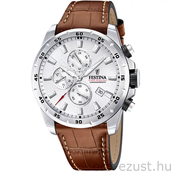 FESTINA - F20692/1 férfi óra ezüst számlappal barna bőrszíjjal