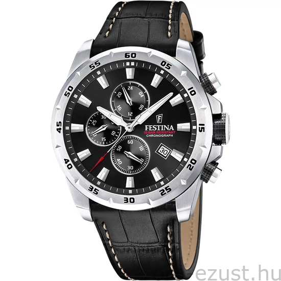 FESTINA - F20692/4 férfi óra fekete számlappal fekete bőrszíjjal