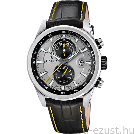 FESTINA - F20695/4 férfi óra szürke számlappal fekete bőrszíjjal