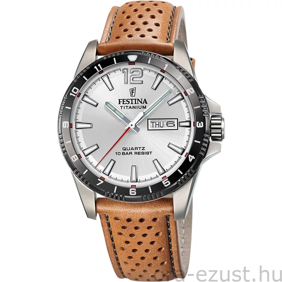 FESTINA - F20699/1 férfi óra ezüst számlappal barna bőrszíjjal
