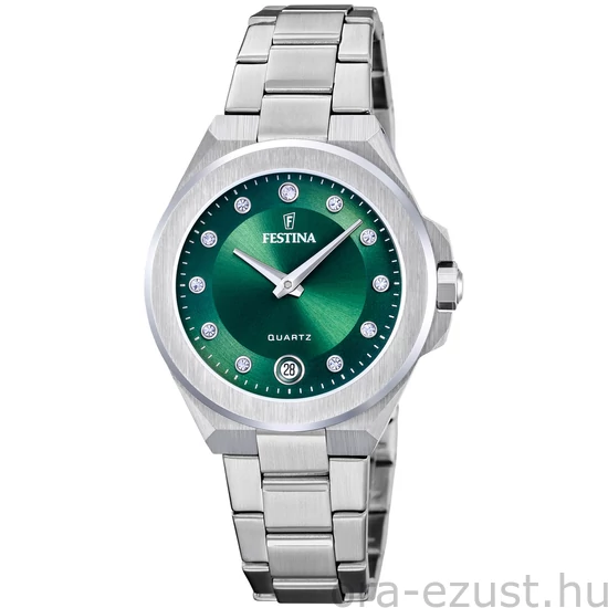 FESTINA - F20700/4 női óra zöld számlappal, cirkónia kövekkel acél csattal