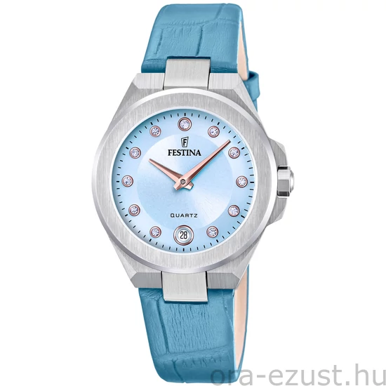 FESTINA - F20701/3 női óra kék számlappal, cirkónia kövekkel kék bőrszíjjal