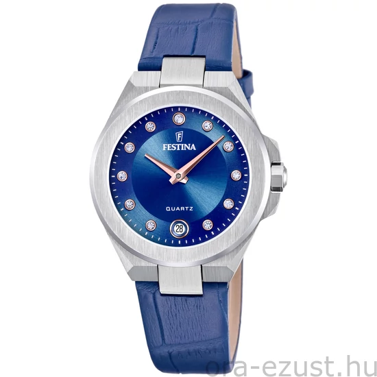 FESTINA - F20701/4 női óra kék számlappal, cirkónia kövekkel kék bőrszajjal
