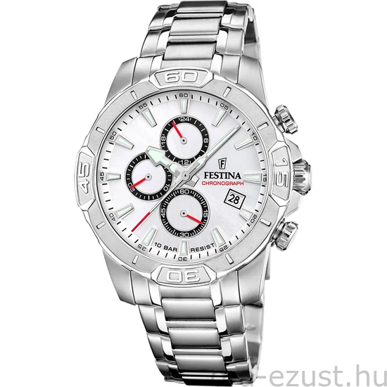FESTINA - F20704/1 férfi óra ezüst számlappal acél csattal