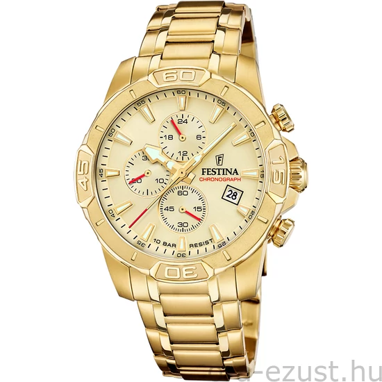 FESTINA - F20705/2 férfi óra arany számlappal acél csattal (PVD)