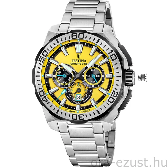 FESTINA - F20724/4 férfi óra sárga számlappal acél csattal