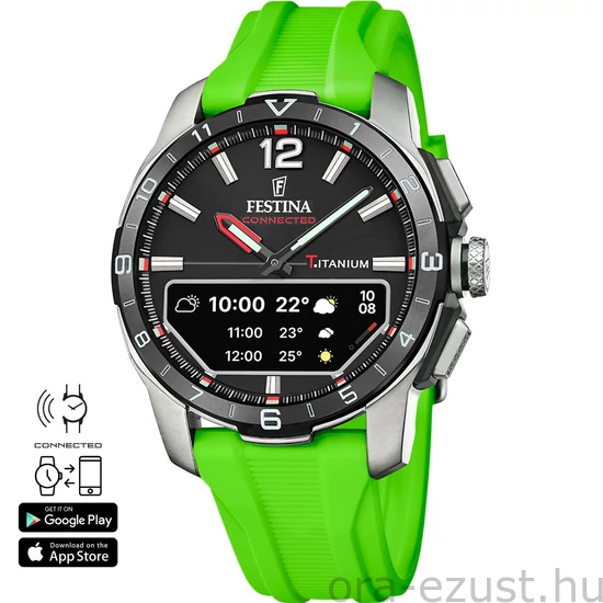FESTINA - F23000/B férfi óra fekete számlappal zöld szilikon (gumi) szíjjal)