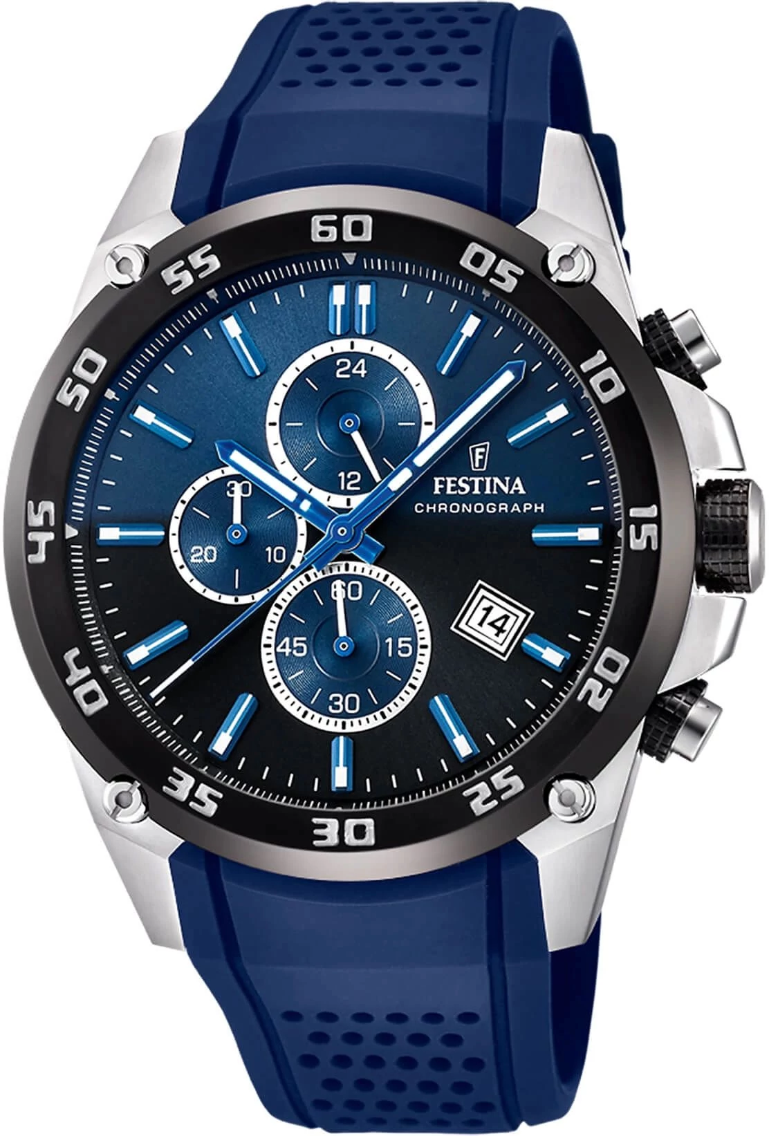 FESTINA - F20330/A férfi óra kék / fekete számlappal fekete szilikon (gumi) szíjjal