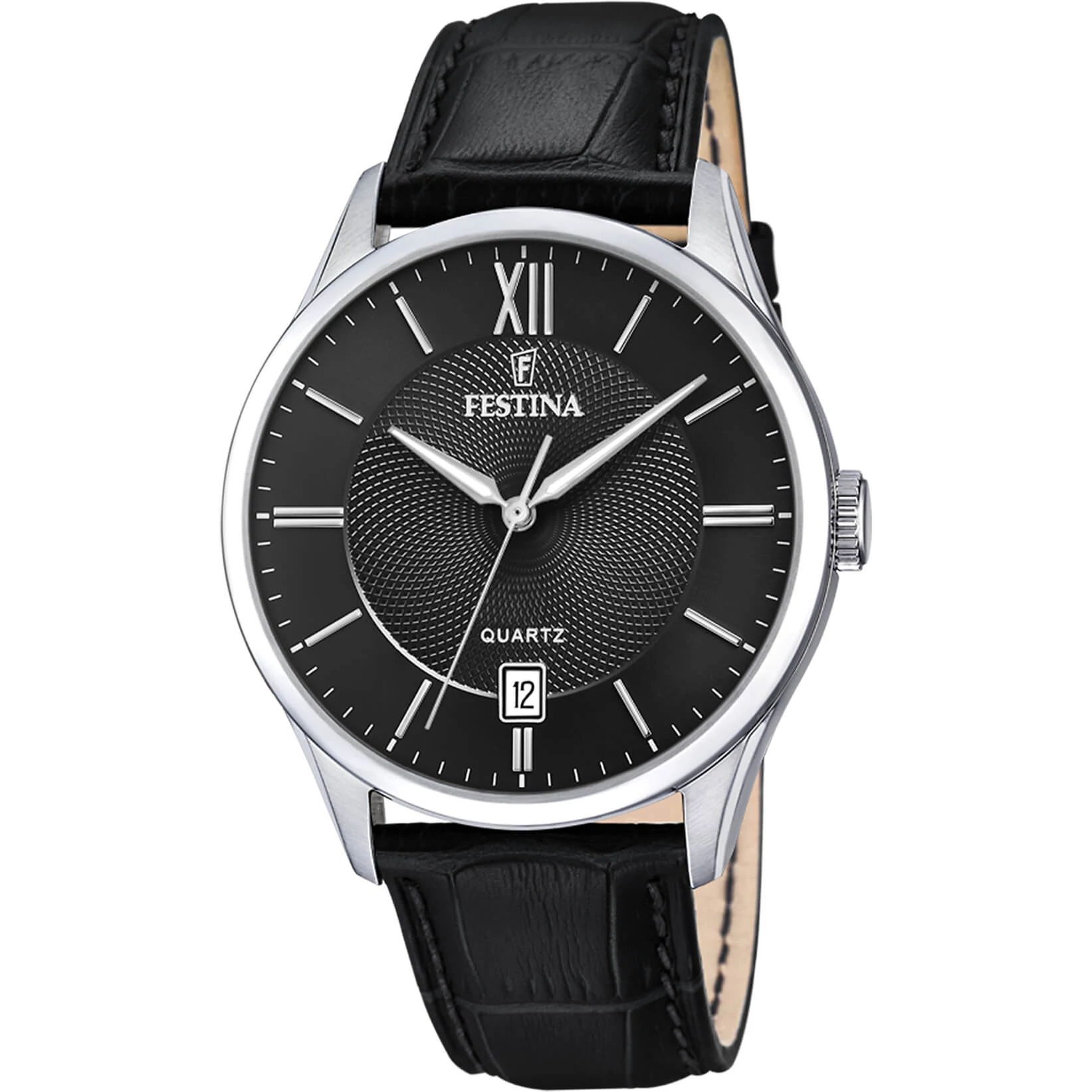 FESTINA - F20426/3 férfi óra fekete számlappal fekete bőrszíjjal