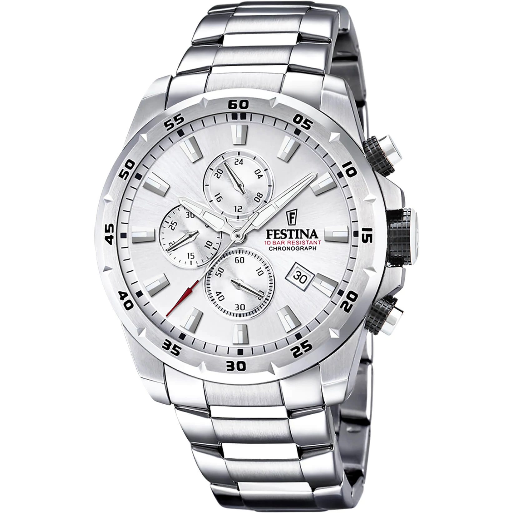 FESTINA - F20463/1 férfi óra ezüst számlappal acél csattal