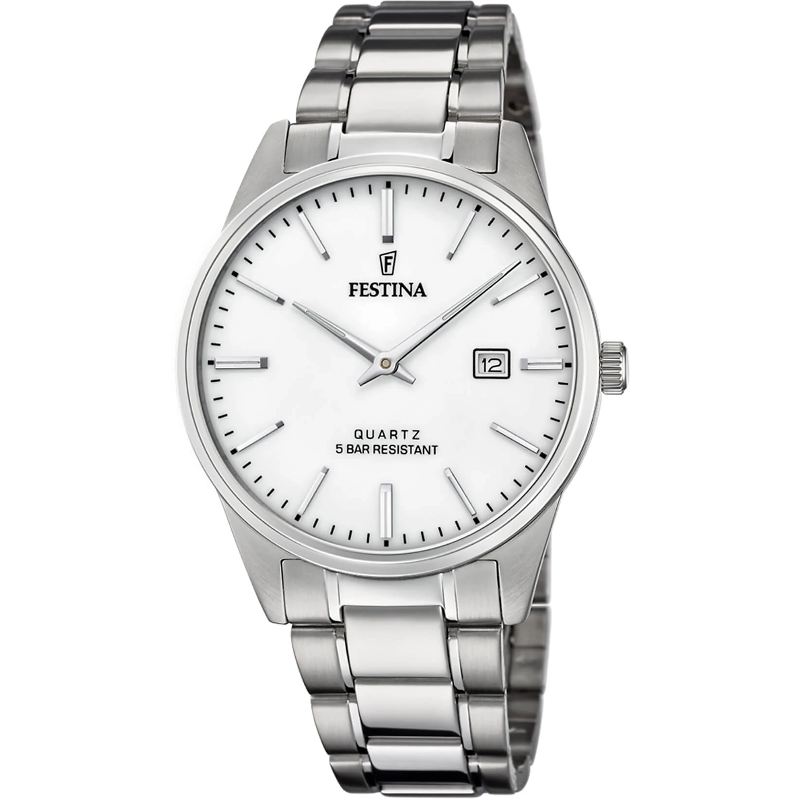 FESTINA - F20511/2 férfi óra ezüst számlappal acél csattal