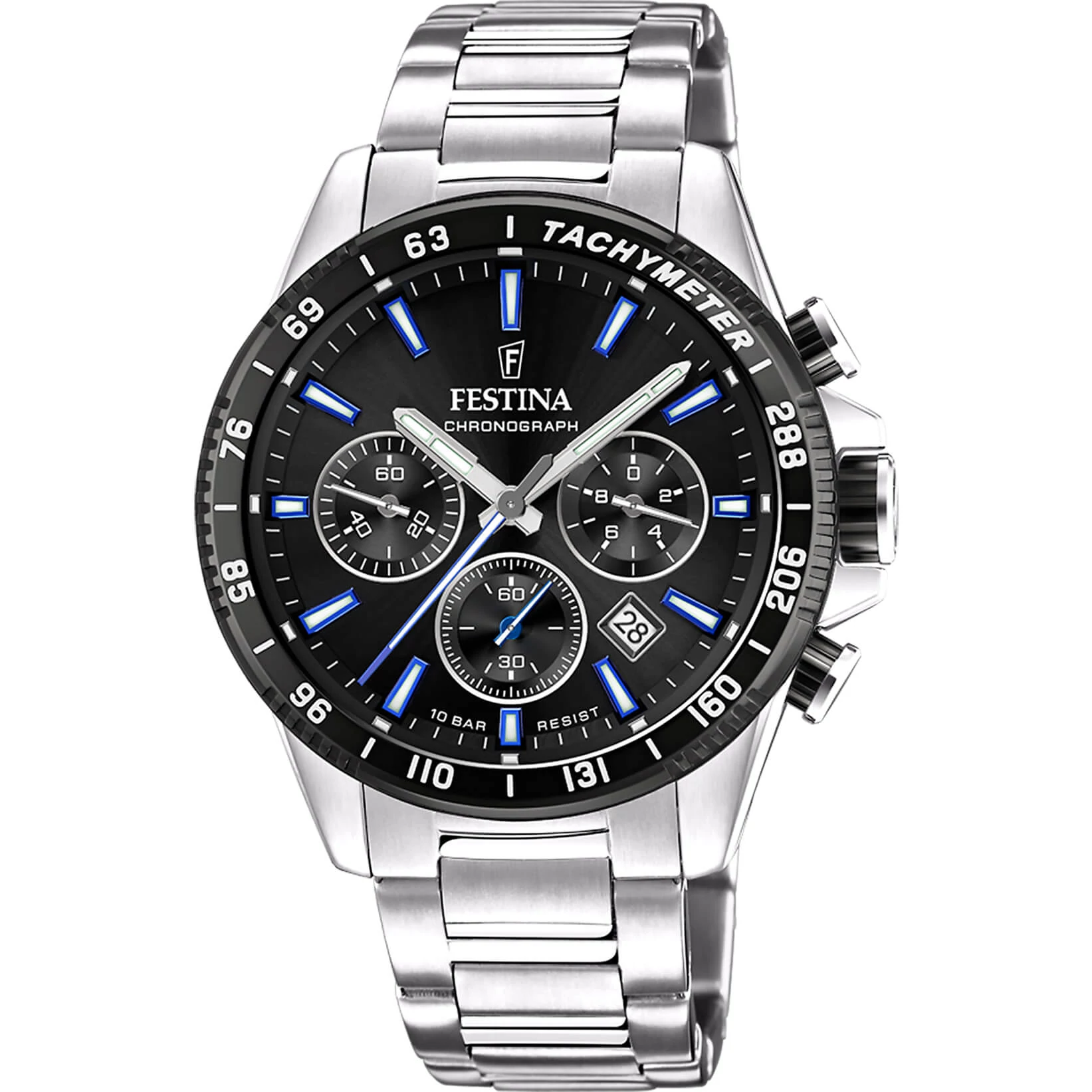 FESTINA - F20560/5 férfi óra fekete / kék számlappal acél csattal