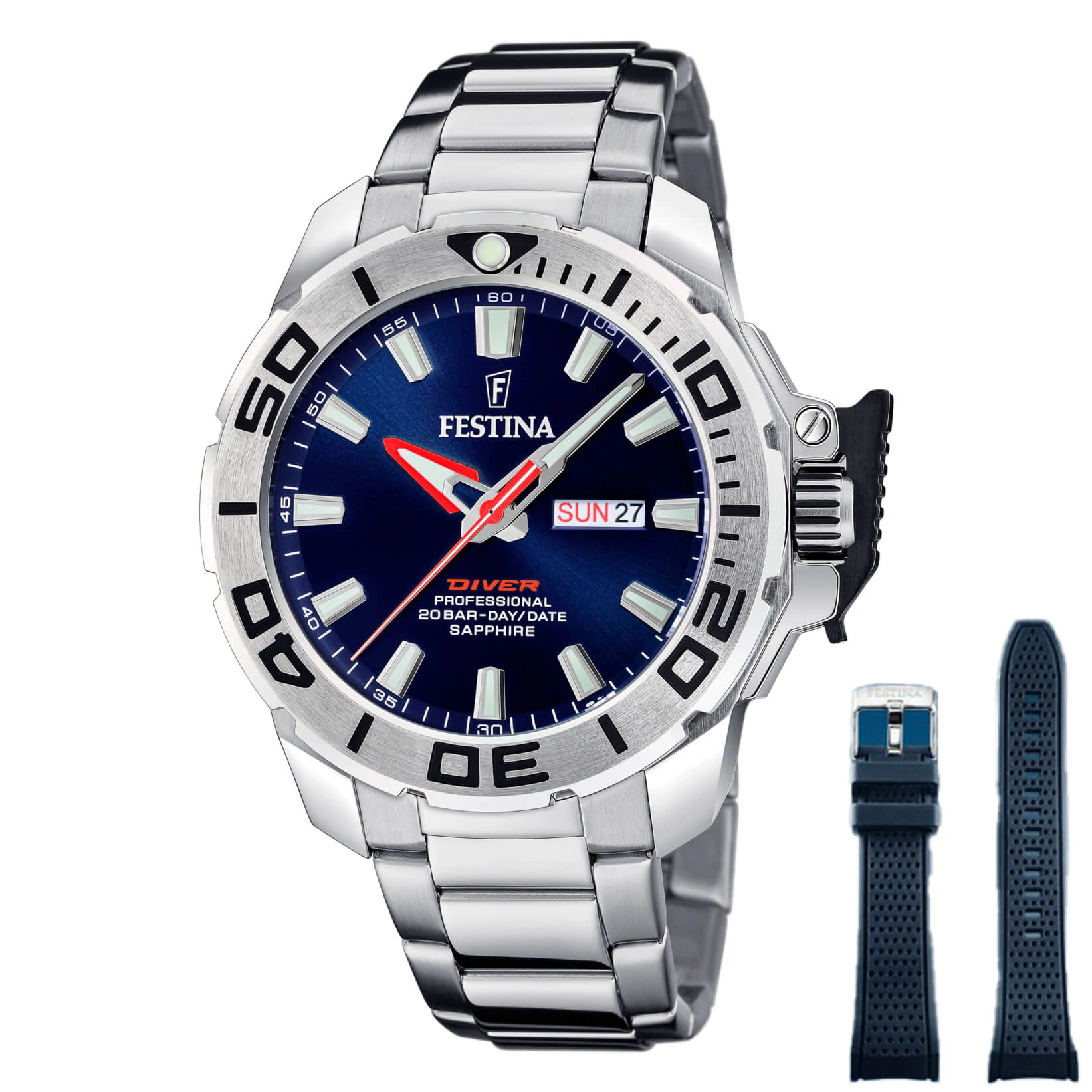 FESTINA - F20665/1 férfi óra kék számlappal acél csattal