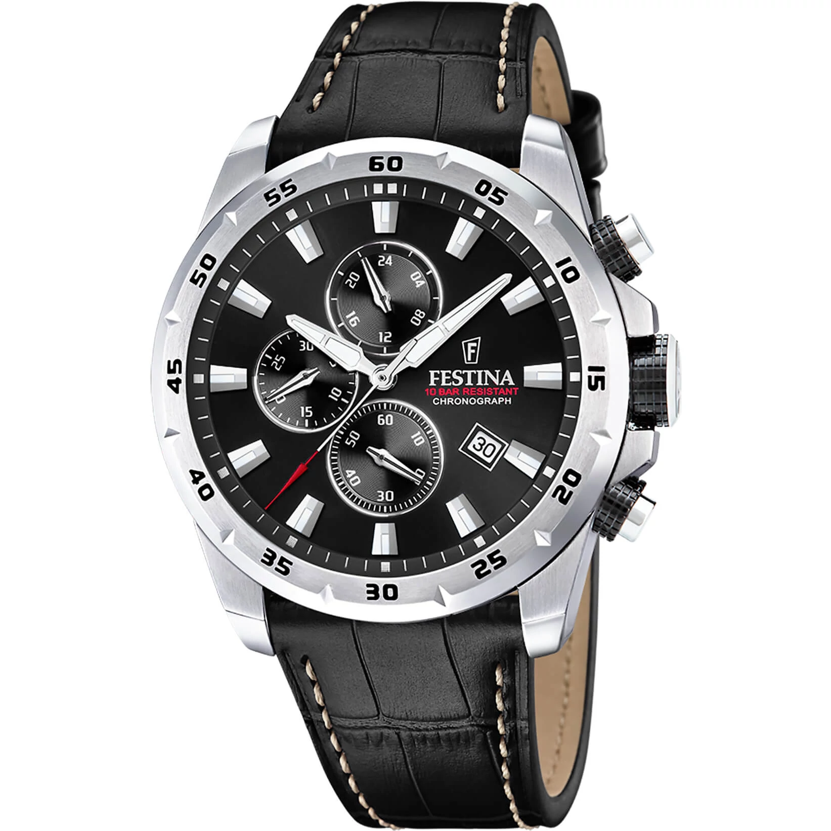 FESTINA - F20692/4 férfi óra fekete számlappal fekete bőrszíjjal