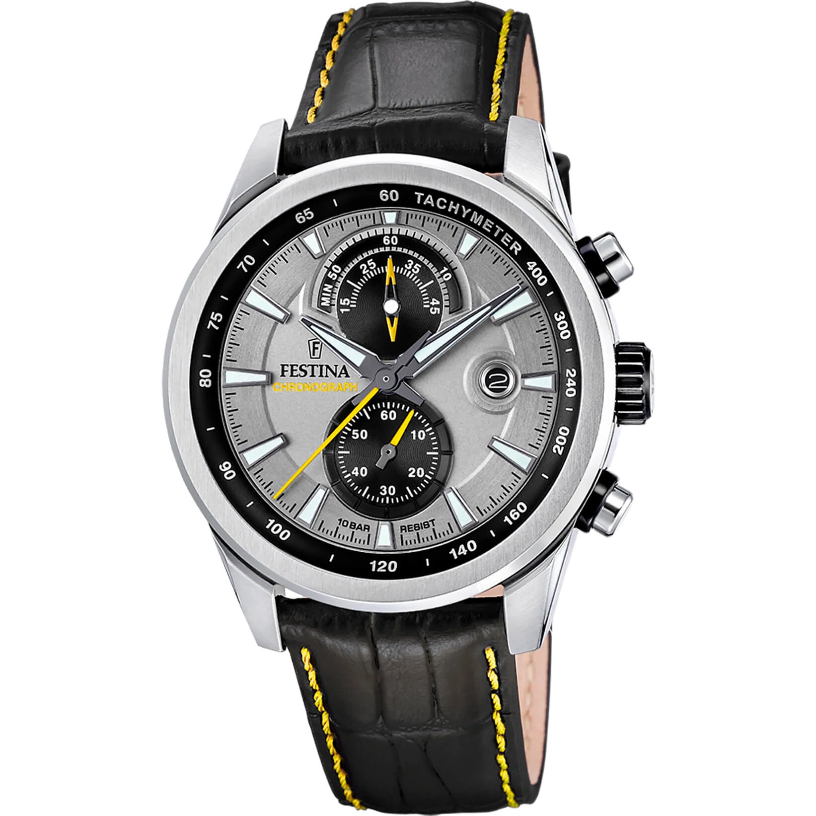 FESTINA - F20695/4 férfi óra szürke számlappal fekete bőrszíjjal