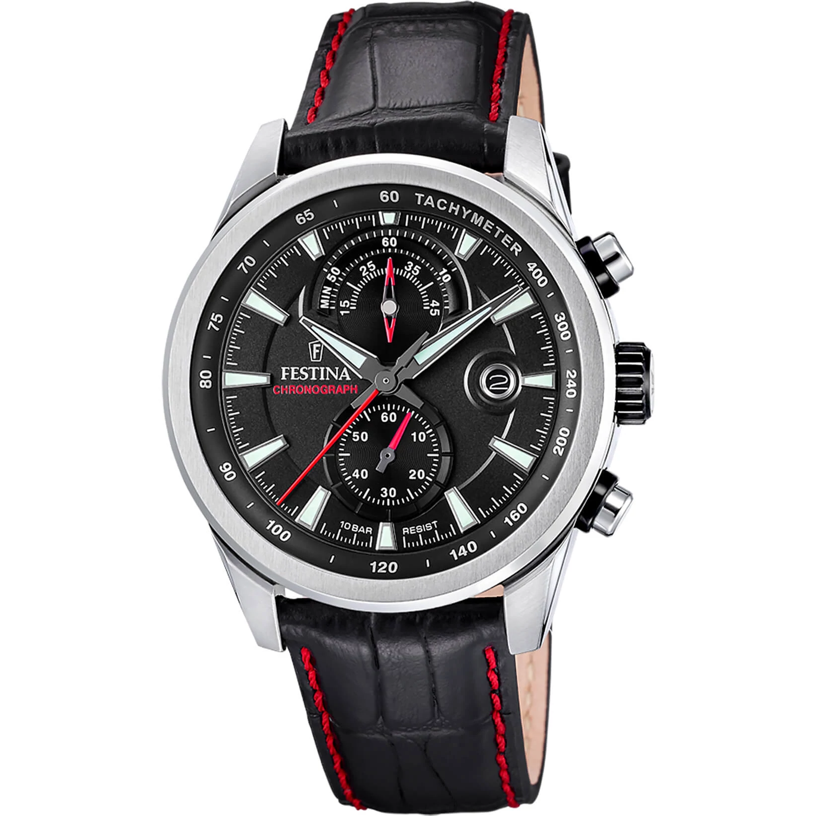 FESTINA - F20695/6 férfi óra fekete számlappal fekete bőrszíjjal