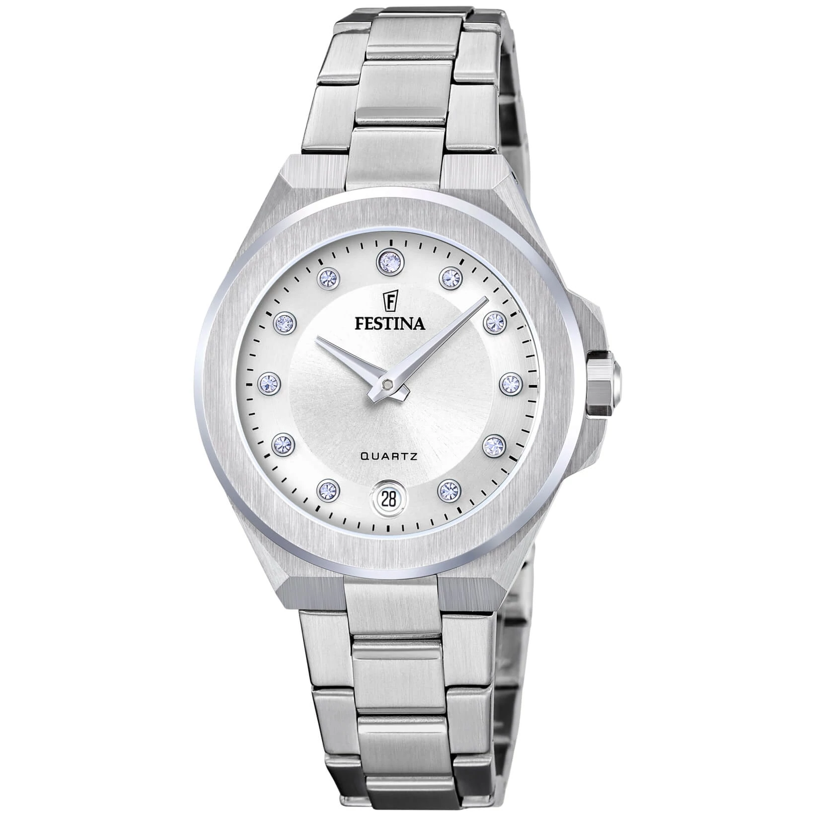 FESTINA - F20700/1 női óra gyöngyház számlappal, cirkónia kövekkel acél csattal