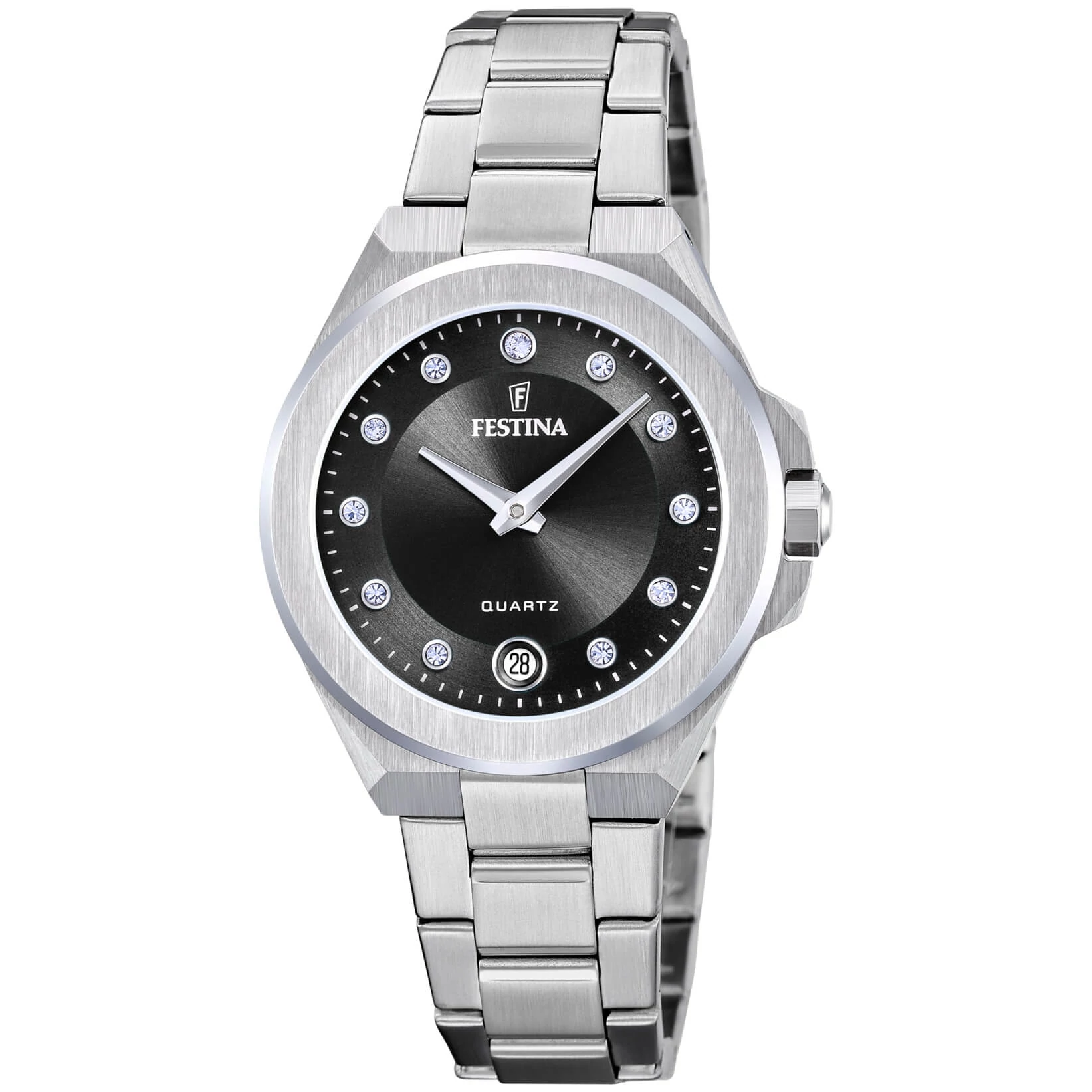 FESTINA - F20700/6 női óra fekete számlappal, cirkónia kövekkel acél csattal