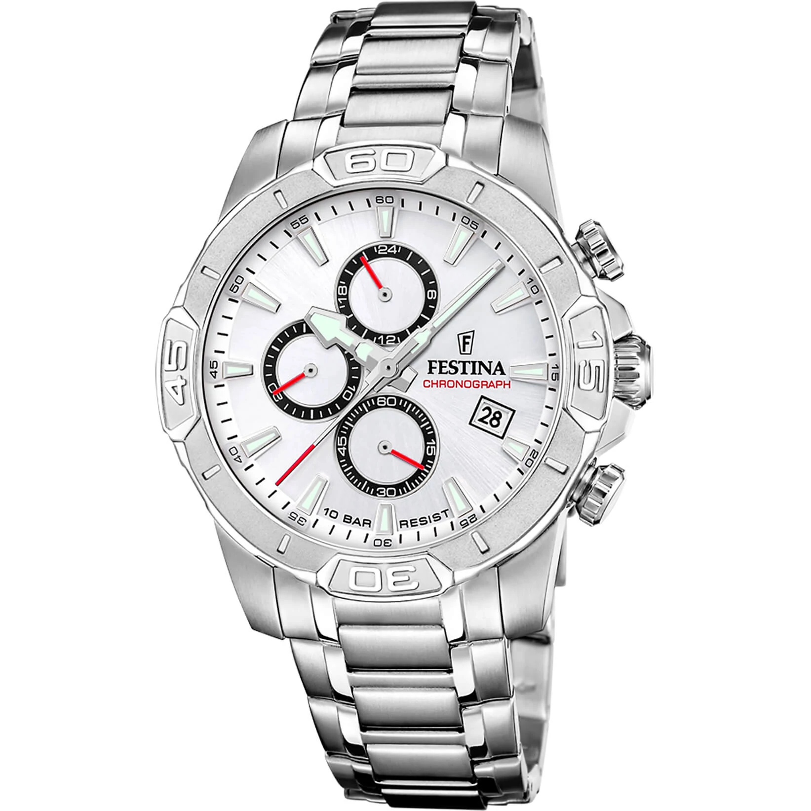 FESTINA - F20704/1 férfi óra ezüst számlappal acél csattal