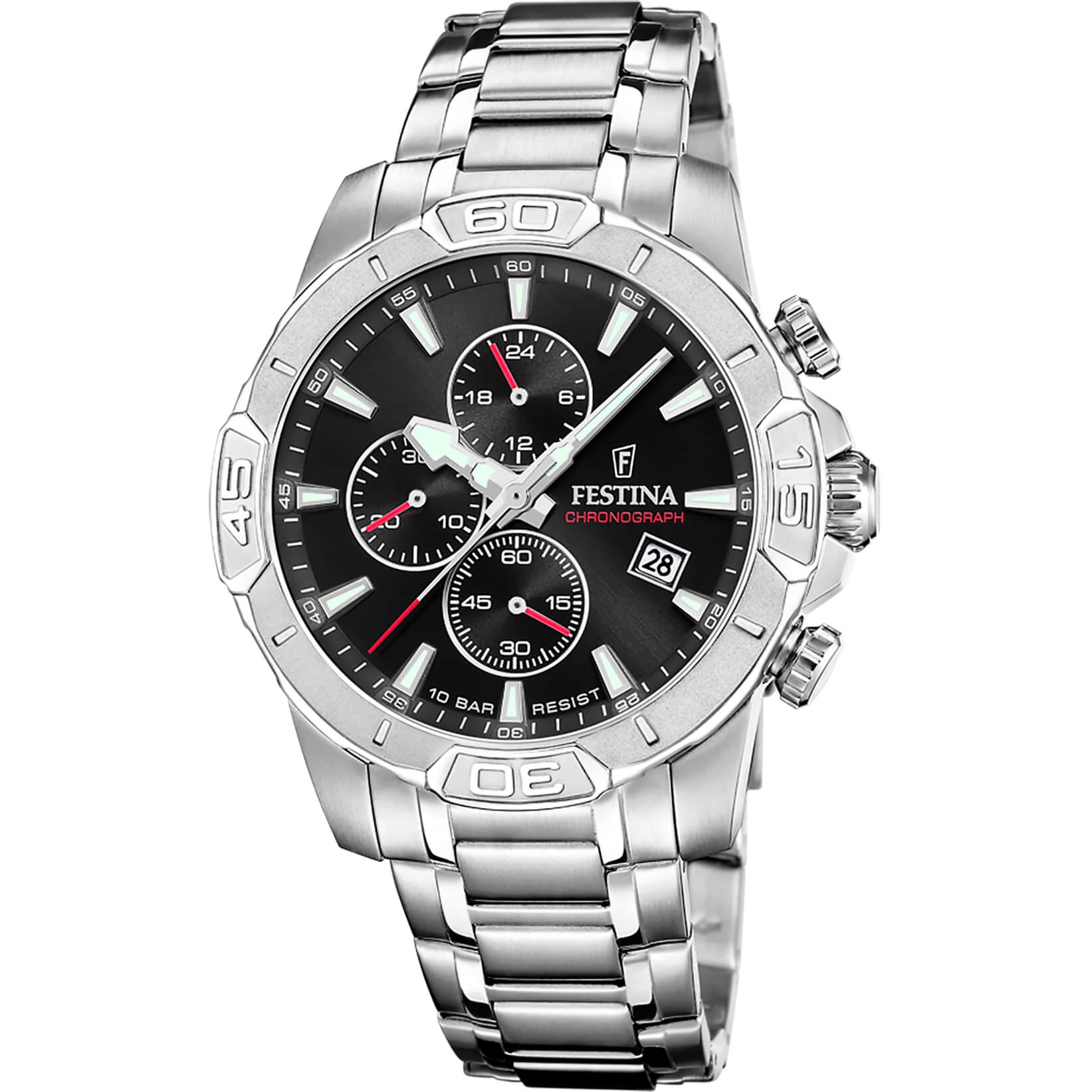 FESTINA - F20704/3 férfi óra fekete számlappal acél csattal
