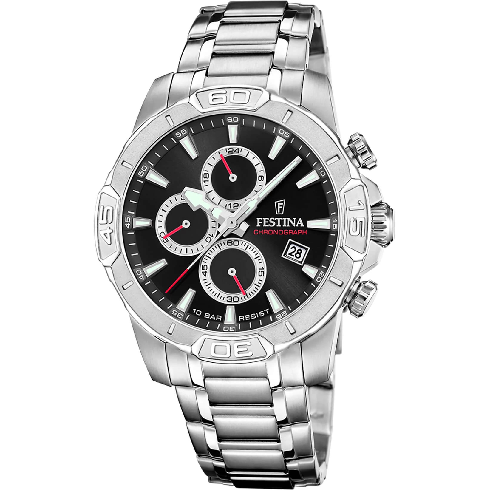 FESTINA - F20704/6 férfi óra fekete számlappal acél csattal