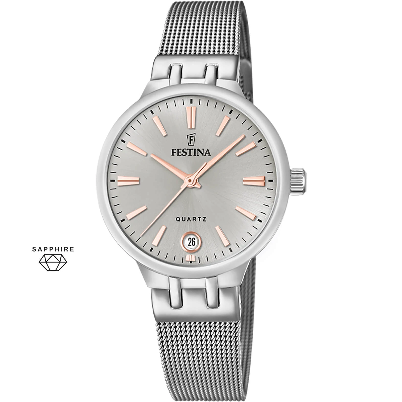 FESTINA - F20712/1 női óra ezüst számlappal acél csattal
