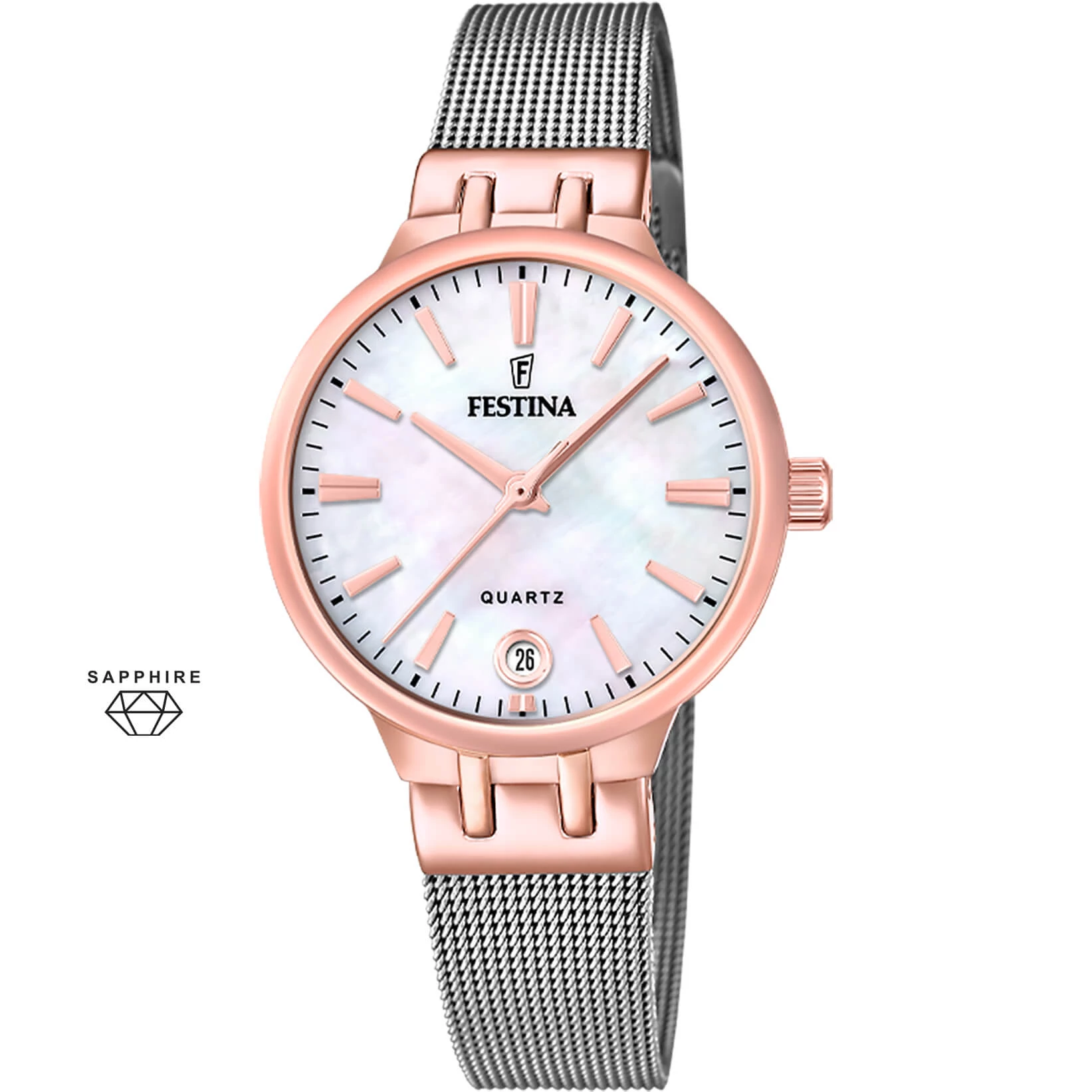 FESTINA - F20715/1 női óra gyöngyház számlappal acél csattal