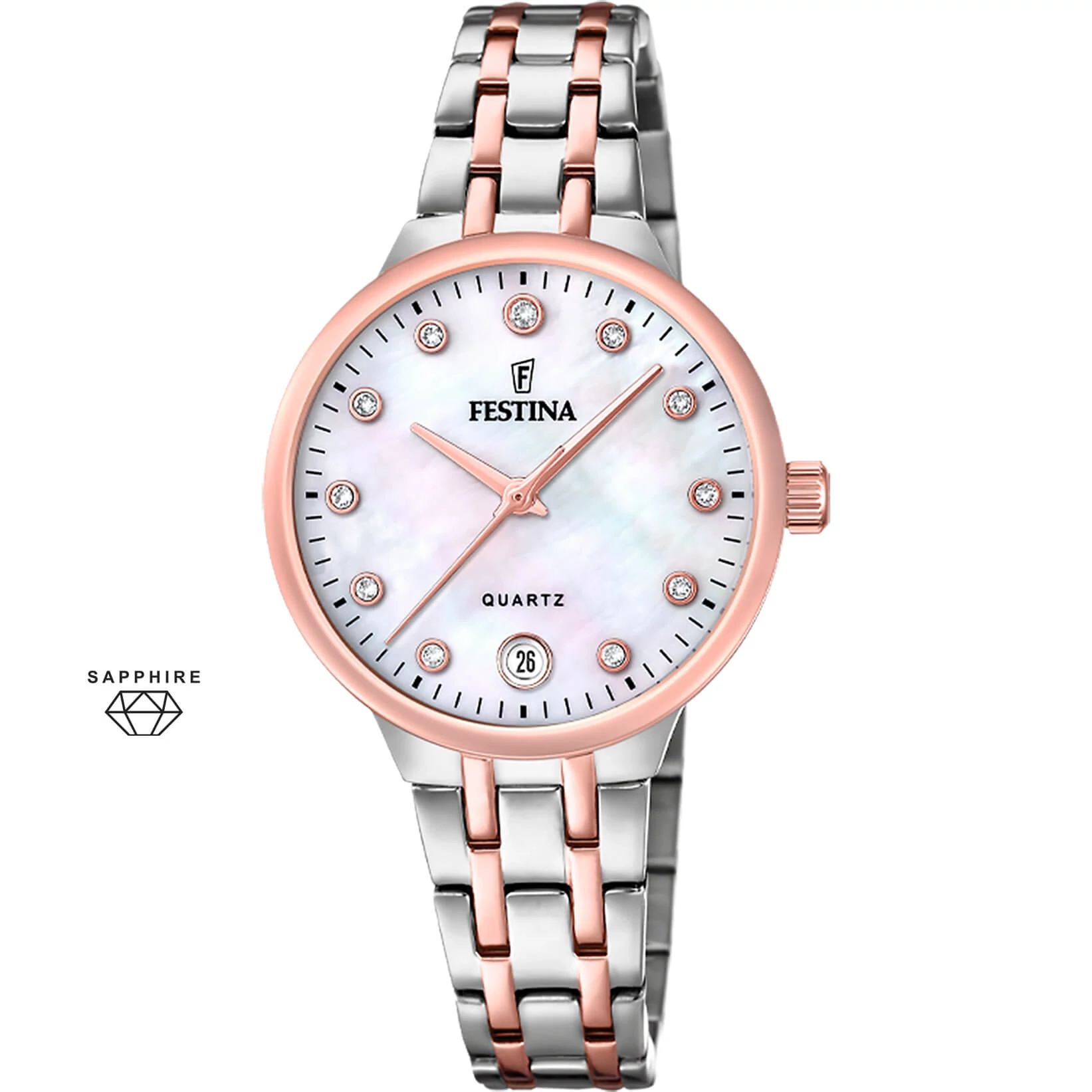FESTINA - F20721/1 női óra gyöngyház számlappal acél csattal (PVD)